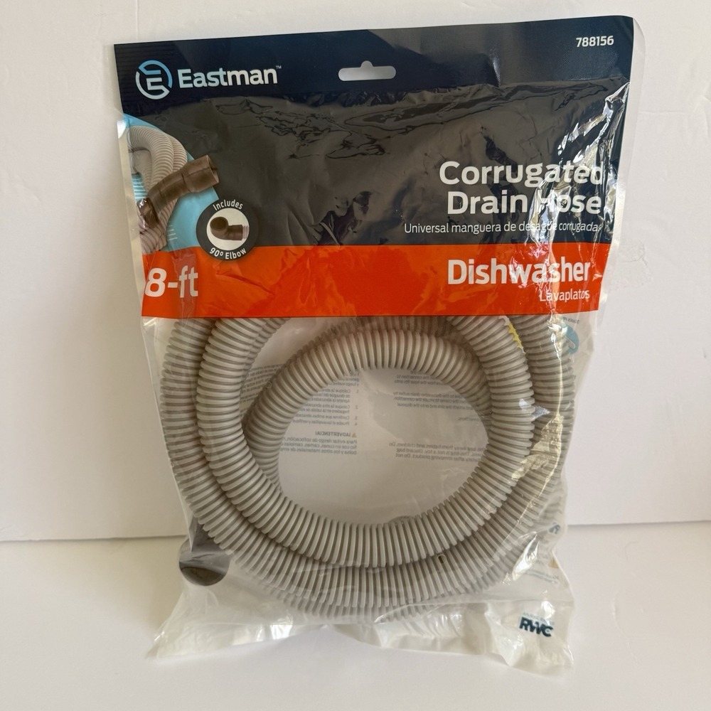0788156‎ Eastman Dishwasher 8' Drain Hose Fits. 5/8 7/8 or 1" Outlet